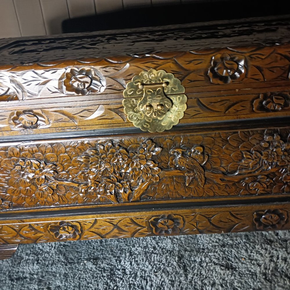 Hand hand carved chest